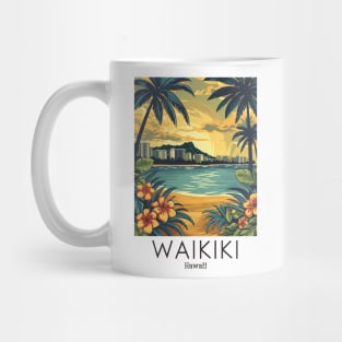 A Vintage Travel Illustration of Waikiki - Hawaii Mug